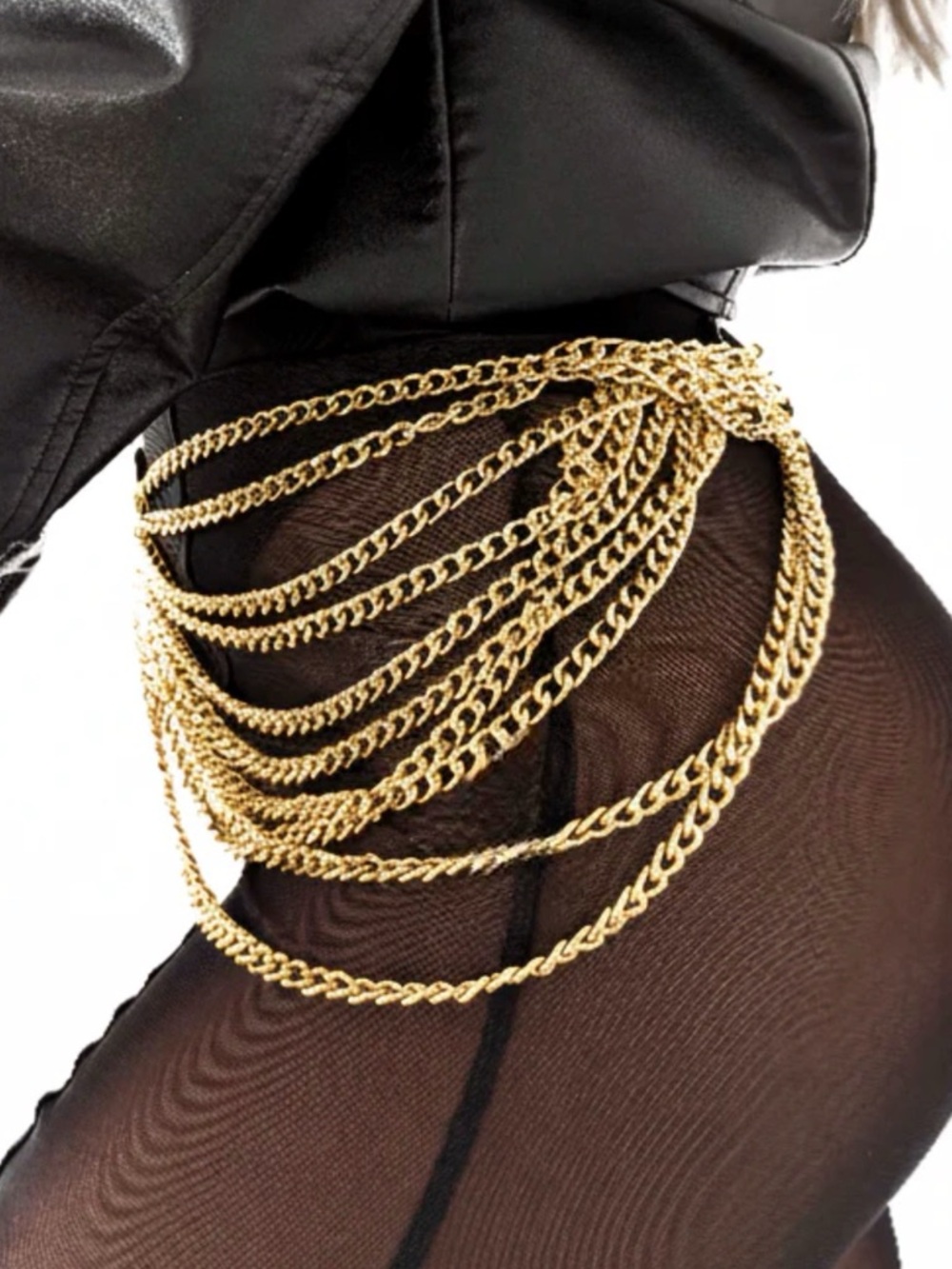 New Pebby Forevee Golden Layered Chains Statement Belt ~ Waist Chain Accessory - Picture 3 of 14